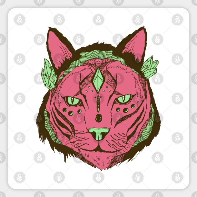 Pink Mint Mystical Tribal Cat Sticker by kenallouis